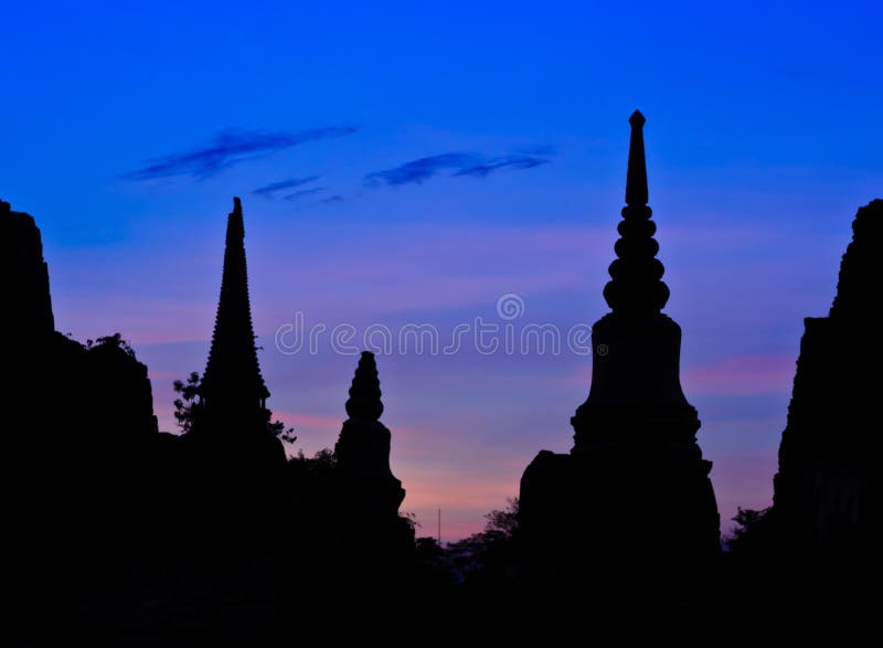 Thai pagoda at sunset