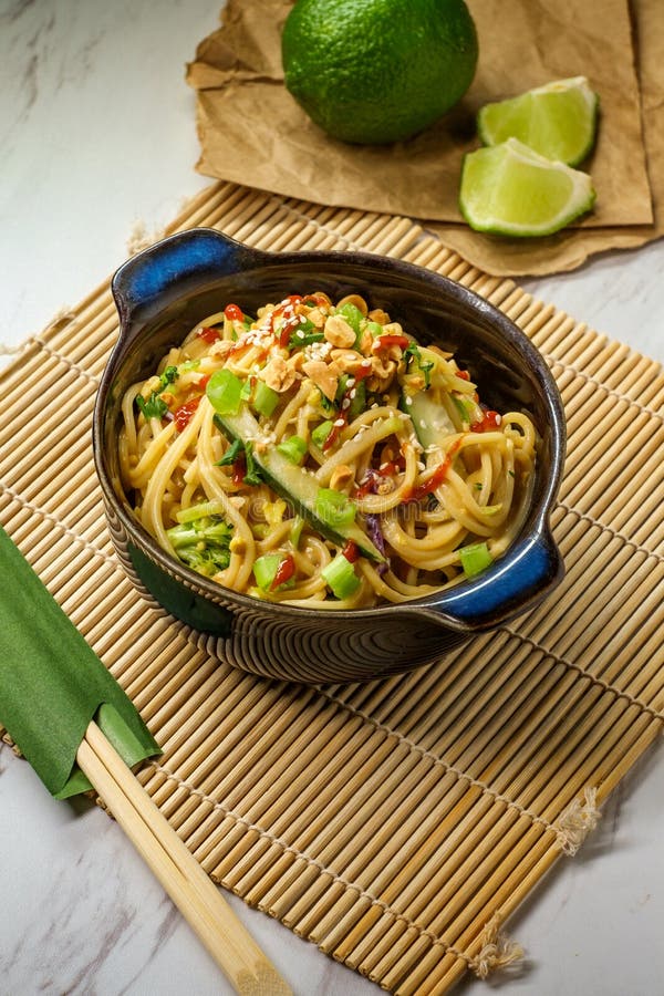 Thai Peanut Butter Lo Mein stock photo. Image of lunch - 145588884