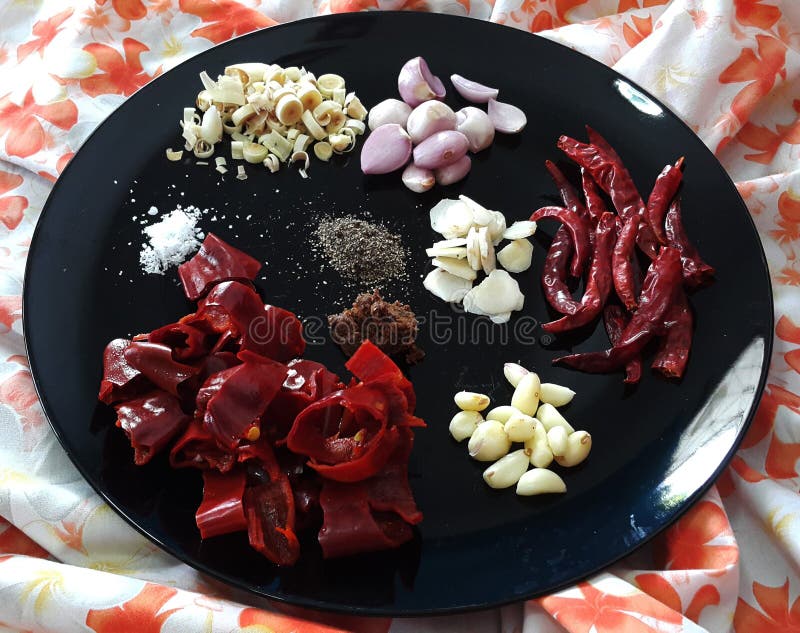 Thai Red Chili Paste Ingredient Stock Photo Image of thai, grass