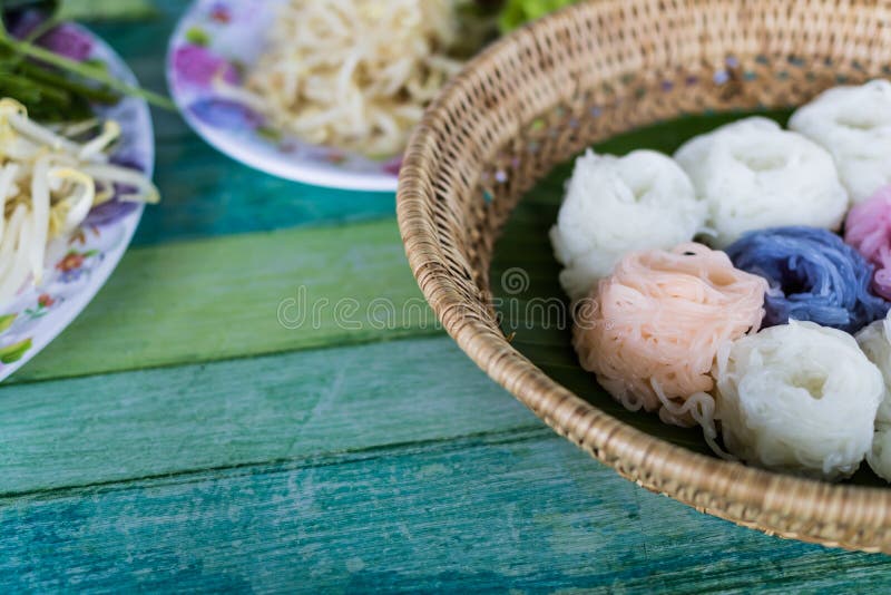 Thai Rice Noodle in basket stock photo. Image of pasta 170351312