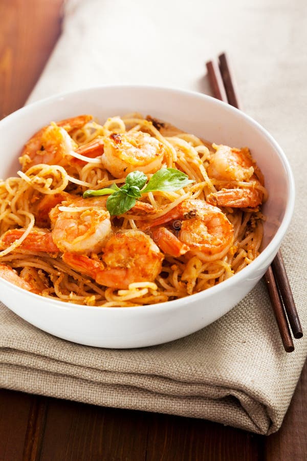 Thai Rice Noodles with Shrimps Stock Image Image of meal, still 49286631