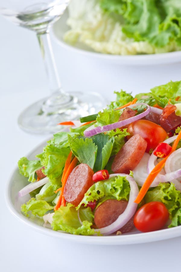 Thai Sausage Salad Spicysour Dressing Stock Photo Image of mixed
