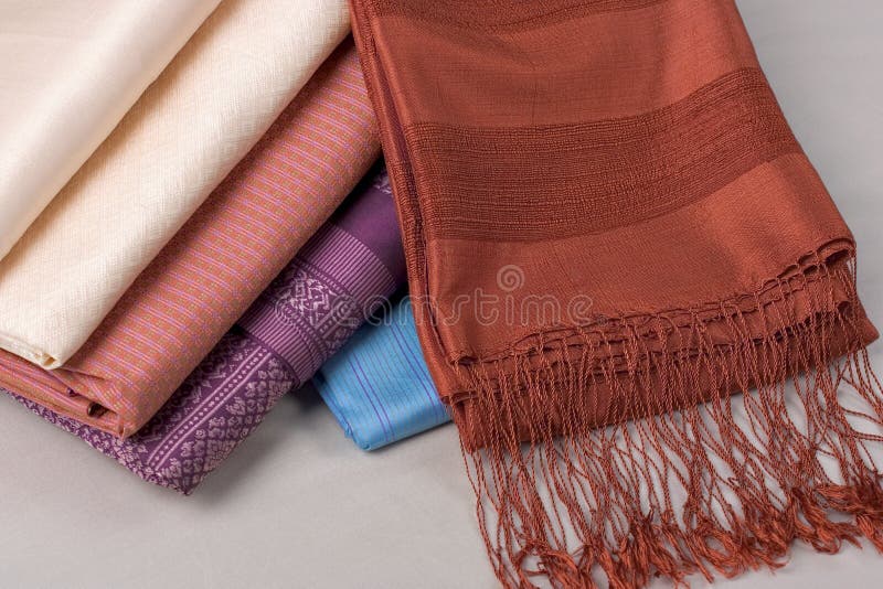 Thai silk pattern, design, texture, thread, cocoon, tool and equipment. royalty free stock images