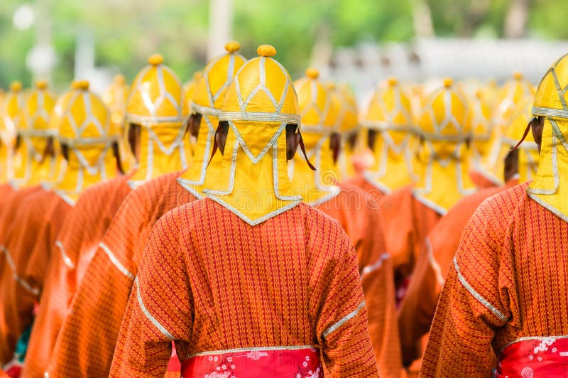 Thai soldiers in traditional uniforms