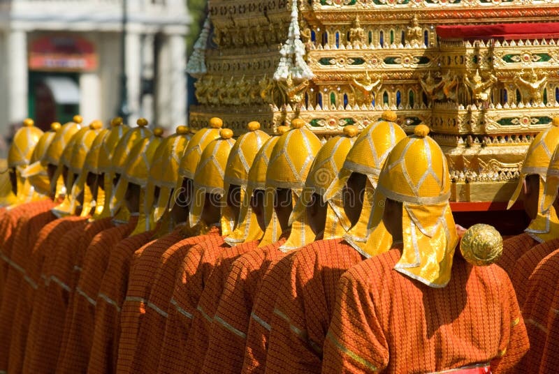 Thai soldiers in traditional uniforms