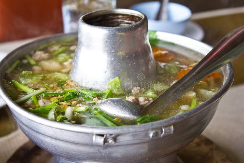 Thai soup in the hot pot stock photo. Image of pepper - 21636542