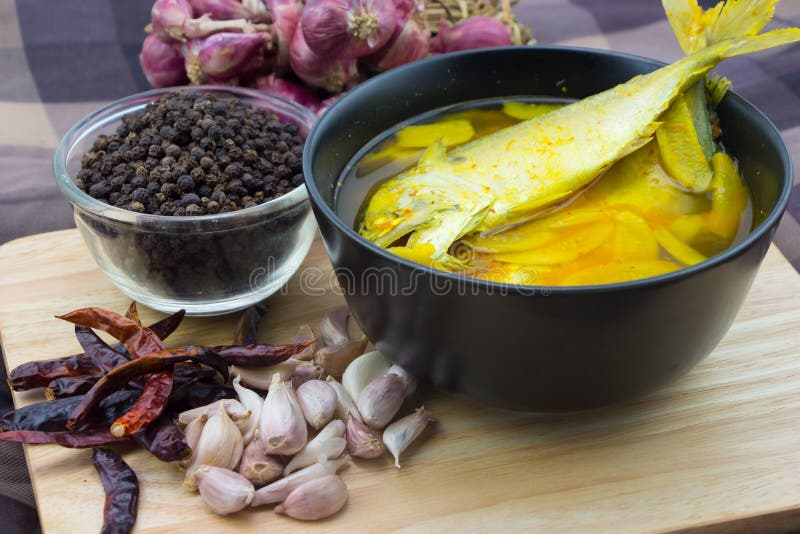 Thai Southern Yellow Curry Mackerel Fish Stock Photos Free & Royalty