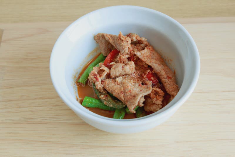 Thai Spicy Chili Paste Stirfried with Pork Stock Image Image of