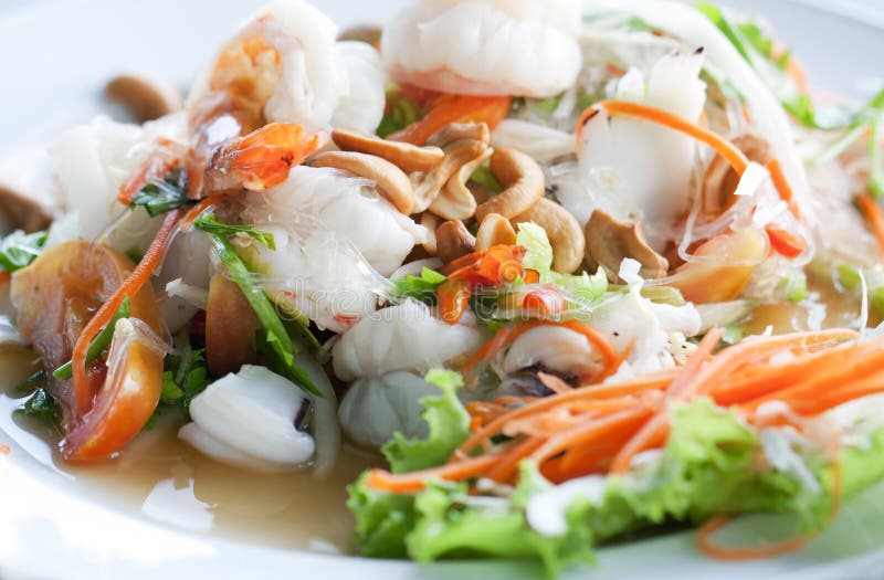 Thai spicy seafood salad stock photo. Image of meal, noodle 24058186