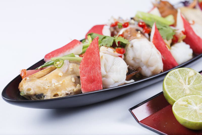 Thai spicy seafood salad stock image. Image of pepper 47087739