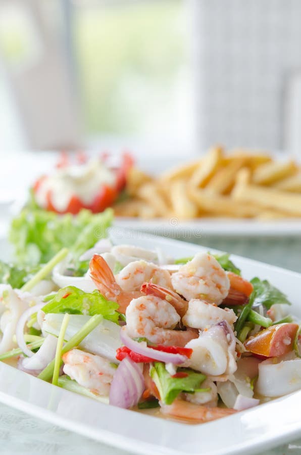 Thai spicy seafood salad stock image. Image of asian 38816587