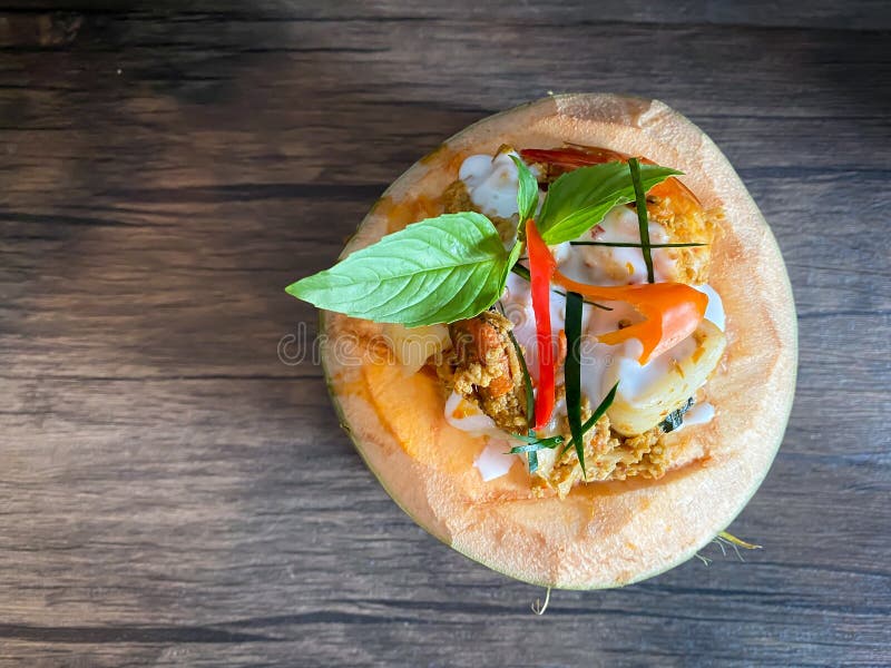 Thai Steamed Fish Curry or Ho Mok in the Coconut Stock Photo Image of