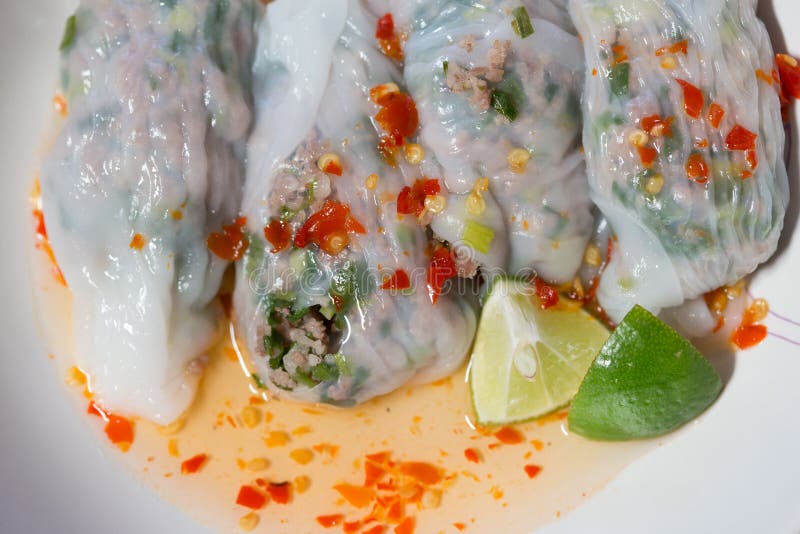 Thai Steamed Rice Skin Dumplings Stock Image Image of dumplings