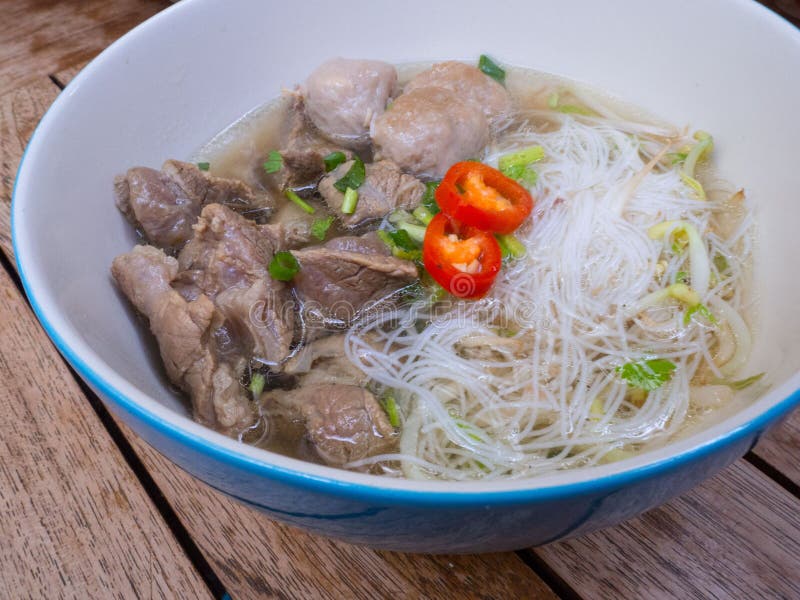 Thai Stewed Beef Noodle with Rice Vermicelli Stock Photo Image of