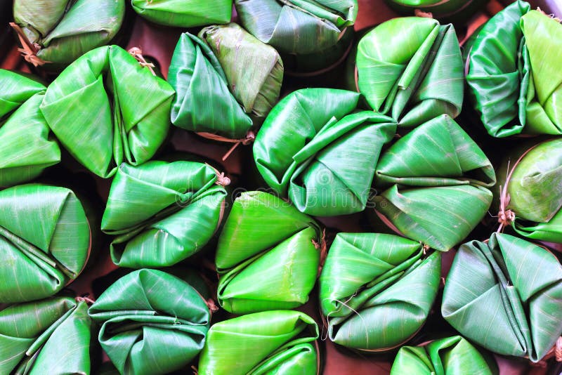 Thai Sticky Rice Dessert Wrapped In A Leaf Banana Picture. Image 21722015