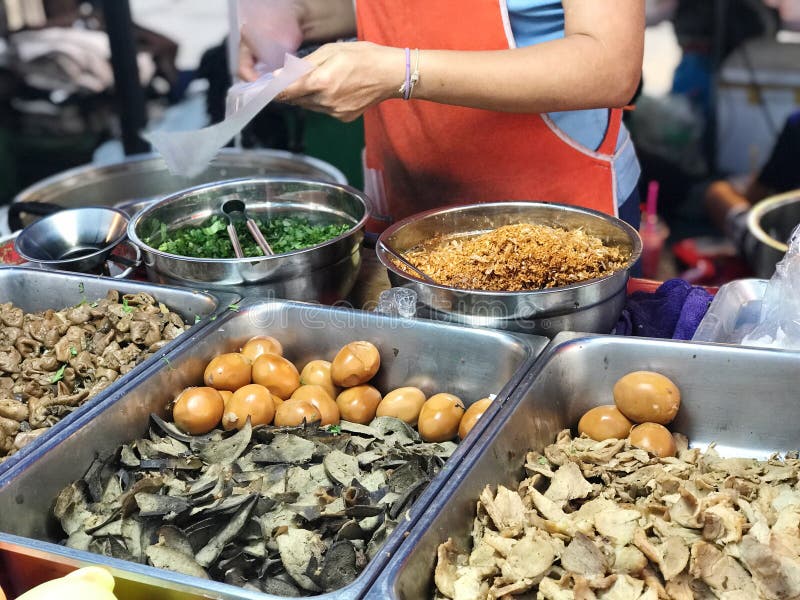 Thai Street Food Market in Bangkok, Thailand. Thai Street Food Stock
