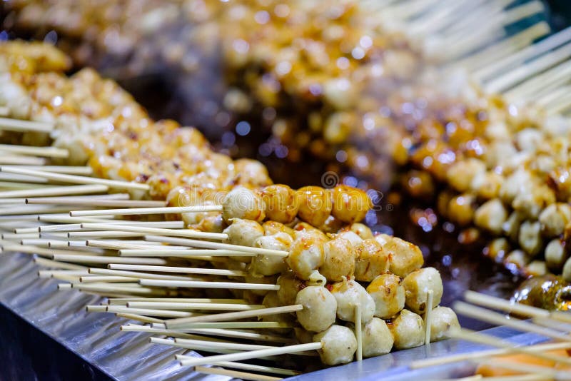 Street food at the market stock image. Image of meatball - 95016401