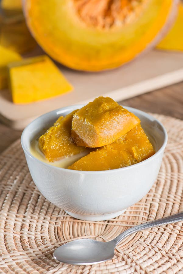 Thai Style Dessert, Hot Pumpkin in Coconut Milk. Stock Image Image of