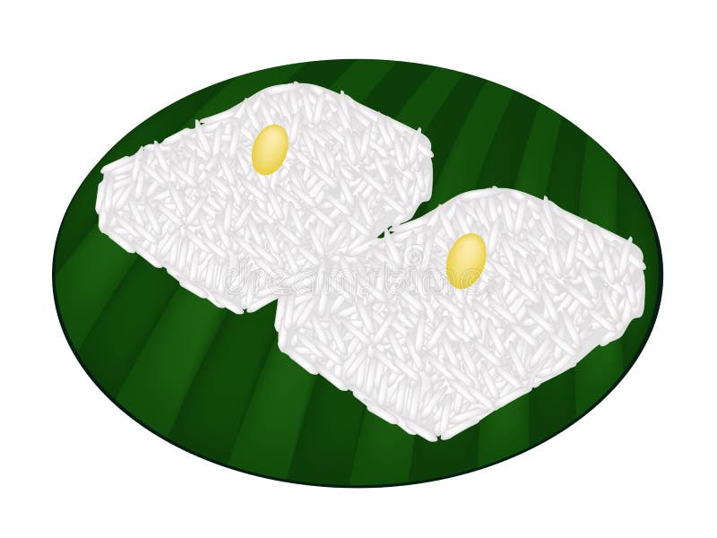 Thai Sweet Sticky Rice on Banana Leaf