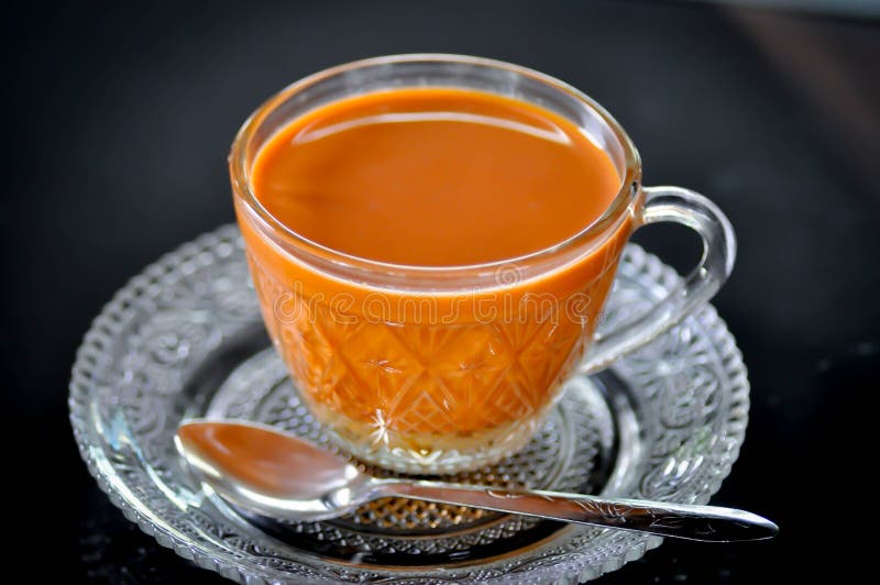 Hot tea or Thai milk tea stock image. Image of drink 179091923