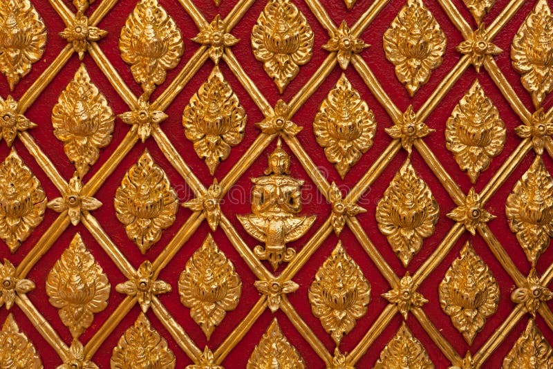 Thai Temple Golden Carving Wall
