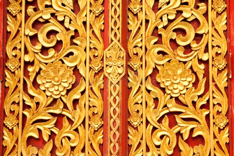 Thai tradition style Buddhist church door