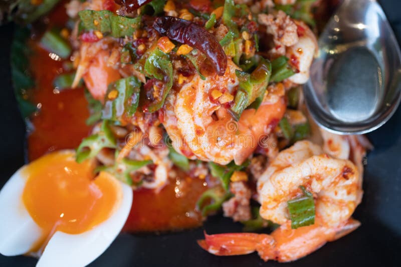 Thai Wing Bean with Shrimp Salad Served with Soft Boiled Egg Stock