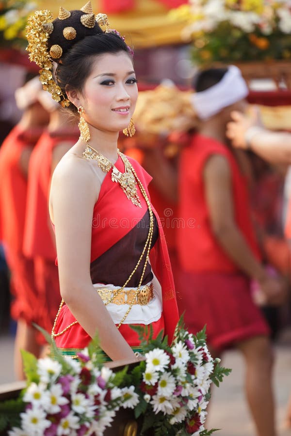 Thai woman in traditional clothes royalty free stock image