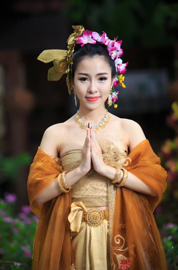 Thai Woman In Traditional Costume royalty free stock photo
