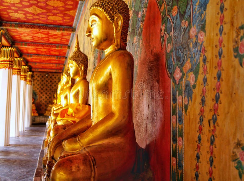 Thailand, Bangkok, Golden Buddha statue, temple on the river