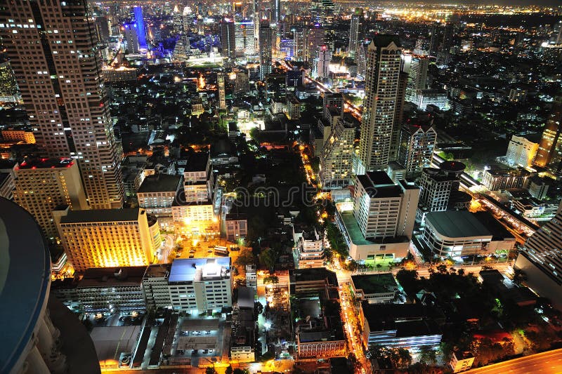 Thailand Bangkok night city sky view