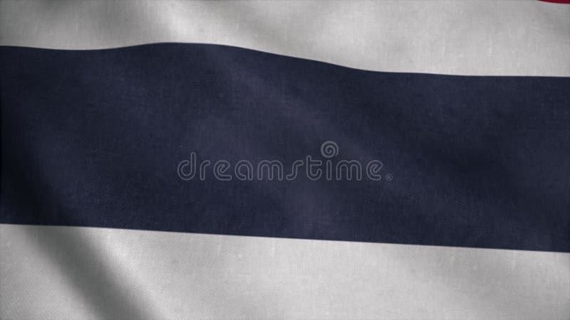 Thailand flag waving in slow motion with cloth texture, 4K footage stock illustration