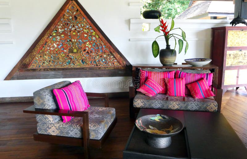 Thailand-Hotelerholungsortlobby stockfotografie Thailand-Hotelerholungsortlobby stockfotografie