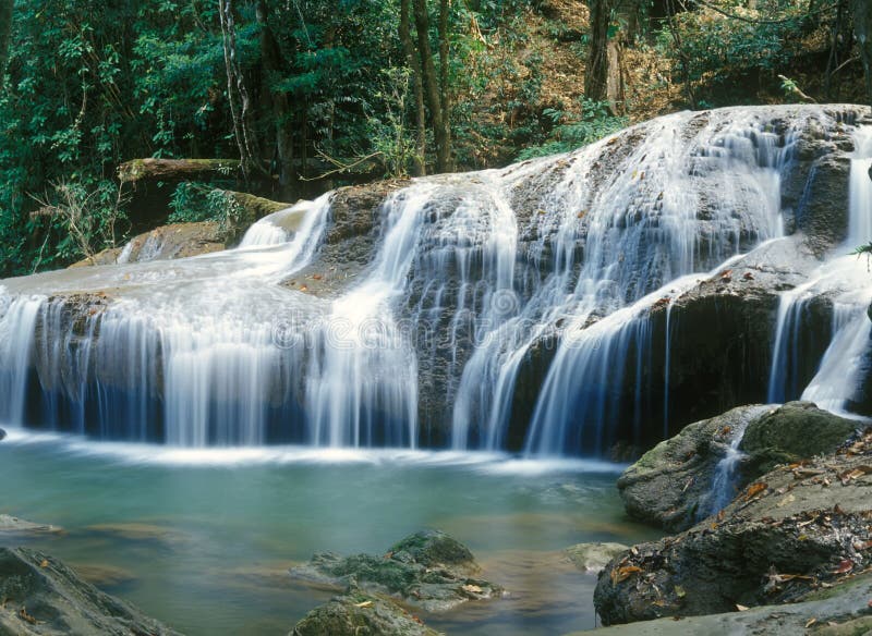 Thailand jungle waterfall stock image. Image of rapid - 8467437
