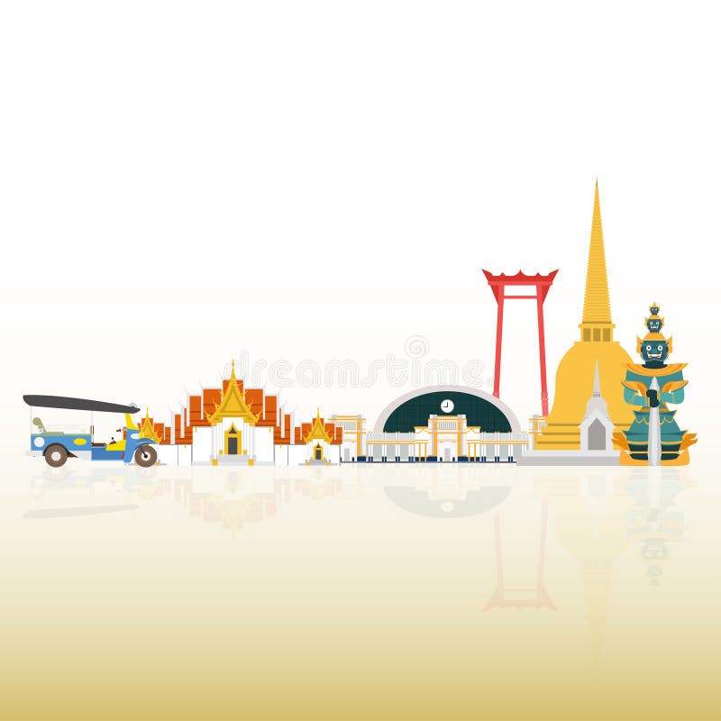 Thailand Travel Landmarks. Vector and Illustration