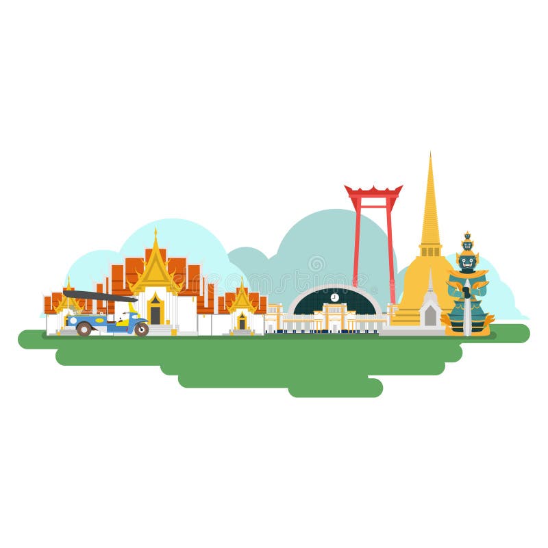 Thailand Travel Landmarks. Vector and Illustration