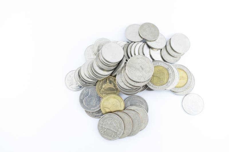 Thailändsk baht Thailand på en vit bakgrund arkivfoton Thailändsk baht Thailand på en vit bakgrund arkivfoton
