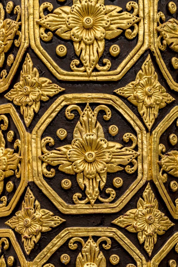 Thai ancient gold concrete stucco in temple. Thai ancient gold concrete stucco in temple