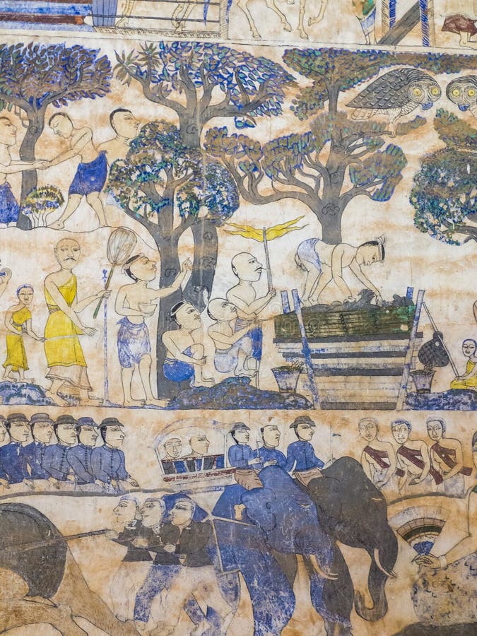 Thailändsk målning för tradition på väggen av kyrkan i templet fotografering för bildbyråer Thailändsk målning för tradition på väggen av kyrkan i templet fotografering för bildbyråer
