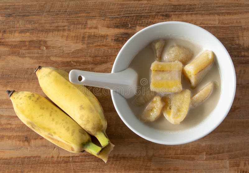 Thaise Banaan in Kokosmelk Dessert van Thailand stock fotografie Thaise Banaan in Kokosmelk Dessert van Thailand stock fotografie