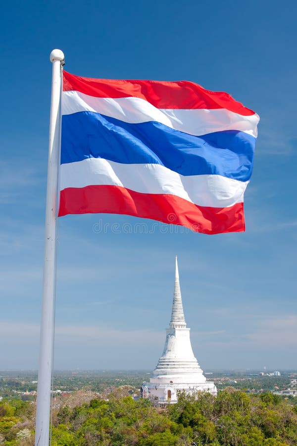 Thaise vlag wapperend stock afbeelding
