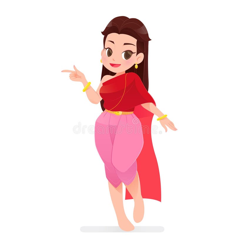 Thaise vrouwen in Thaise traditionele kleding, Vectorbeeldverhaal royalty-vrije illustratie Thaise vrouwen in Thaise traditionele kleding, Vectorbeeldverhaal royalty-vrije illustratie