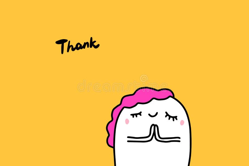 Thank hand drawn vector illustration with cartoon comic man relaxed vector illustration