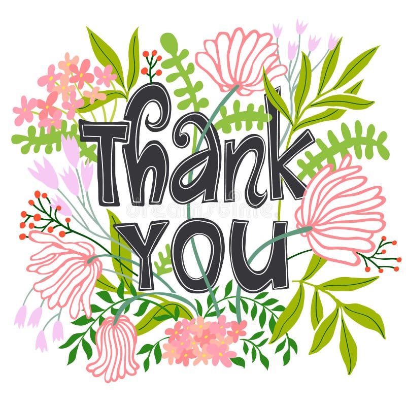 Thank You Card with Flowers Stock Vector - Illustration of appreciation ...