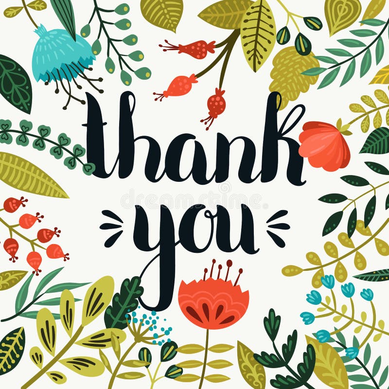 Thank you card stock vector. Illustration of floral, decor - 59830668