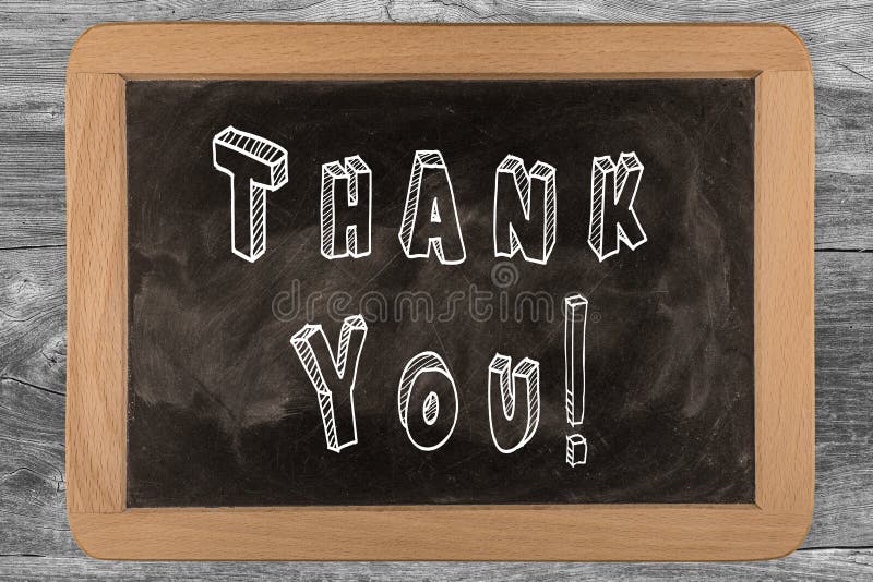 Thank You! - Chalkboard With Outlined Text Stock Photo - Image of wood