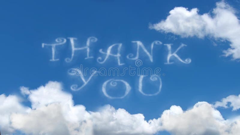 Thank You - cloud words on blue sky