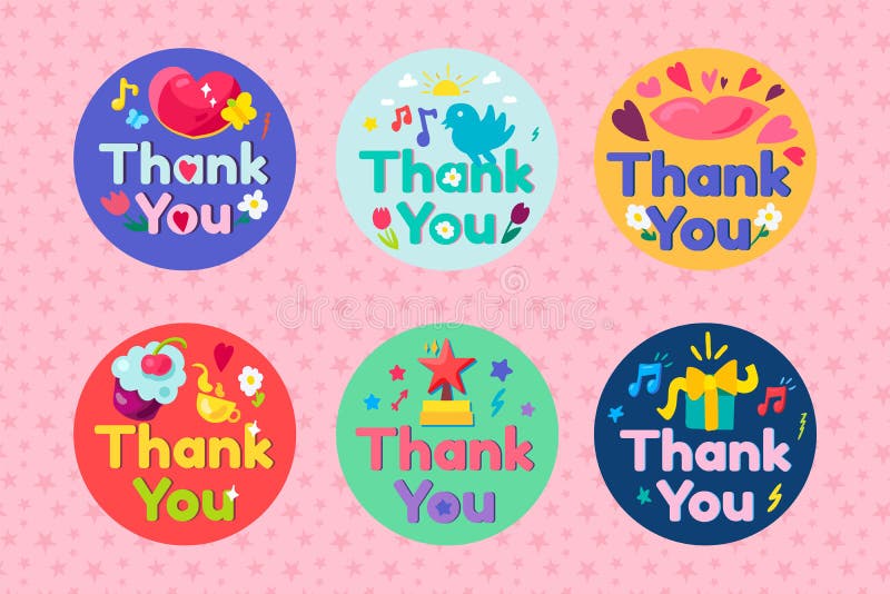 Thank you collection lettering text set vector