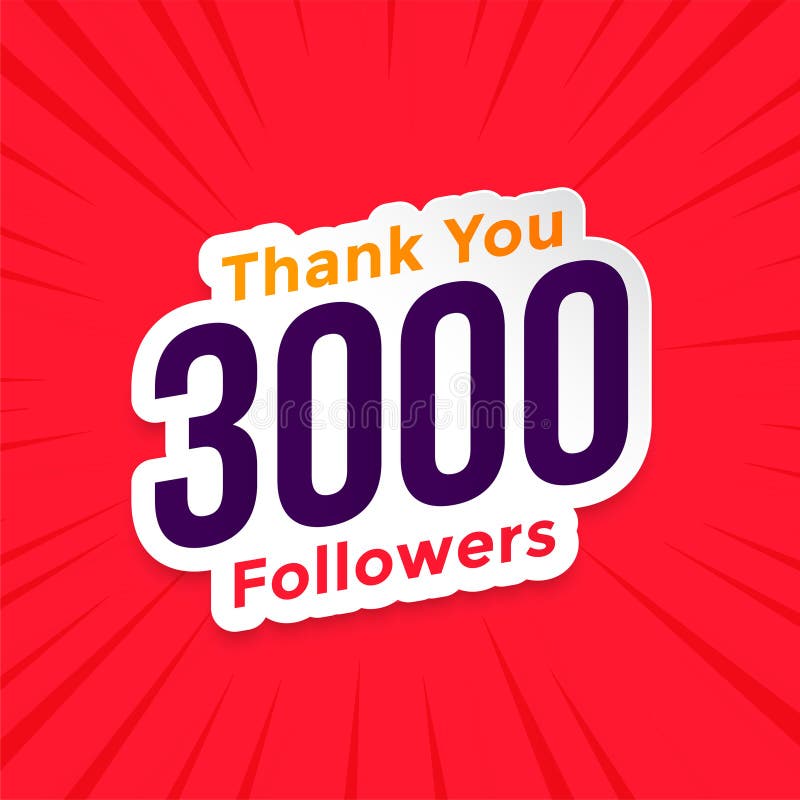 Thank you 3000 followers social media network background vector. 3000 followers vectors