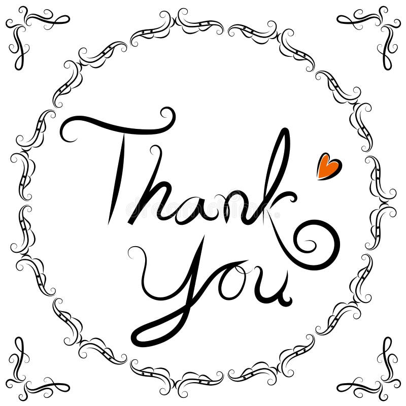 Thank You Handwritten Calligraphy Vector On A White Background Stock ...